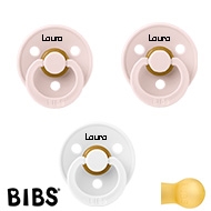 BIBS Colour Sutter med navn str2, 2 Petal, 1 White, Runde latex, Pakke med 3 sutter